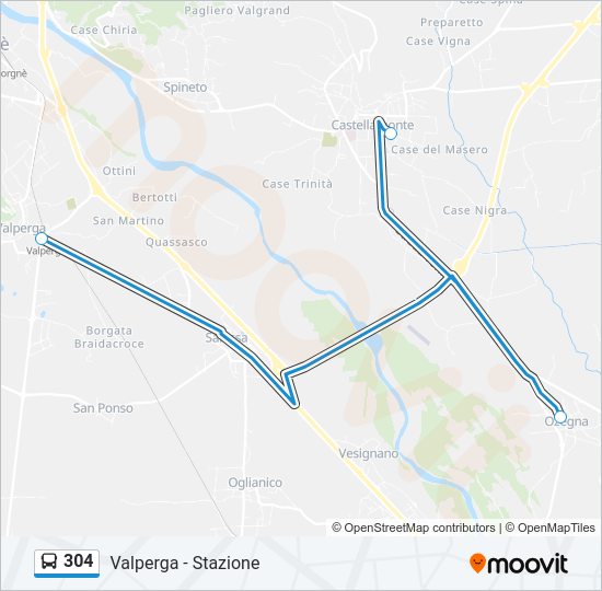 Percorso linea bus 304