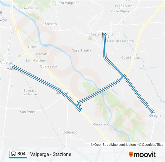 304 Bus Line Map