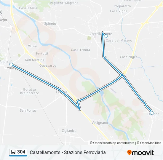 304 Bus Line Map