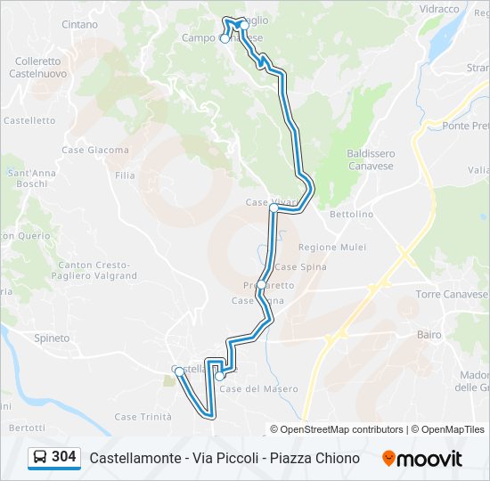 Percorso linea bus 304