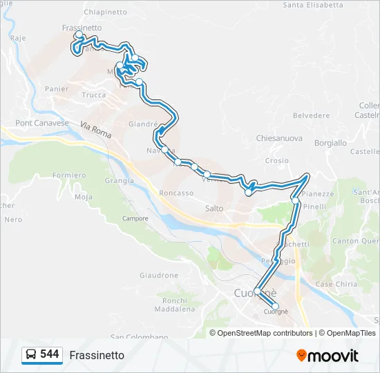 544 Bus Line Map
