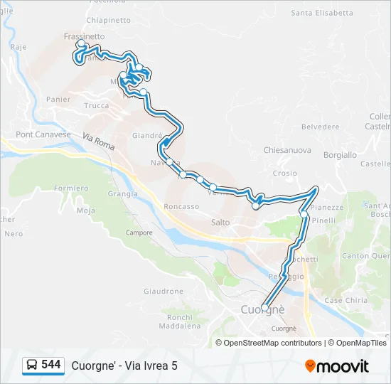 544 Bus Line Map