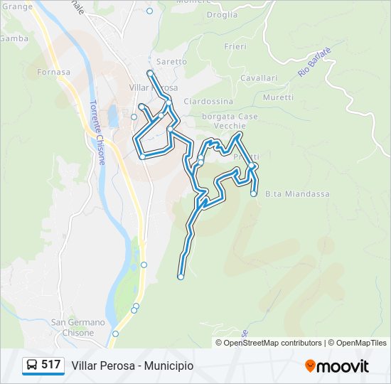 Percorso linea bus 517
