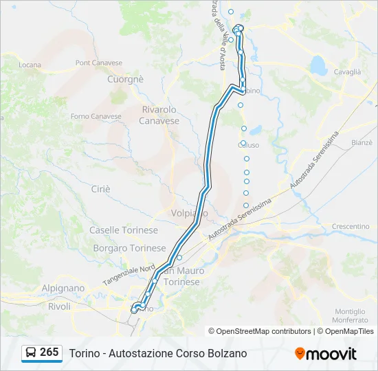 265 Bus Line Map