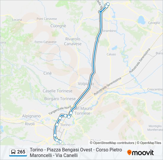 Percorso linea bus 265