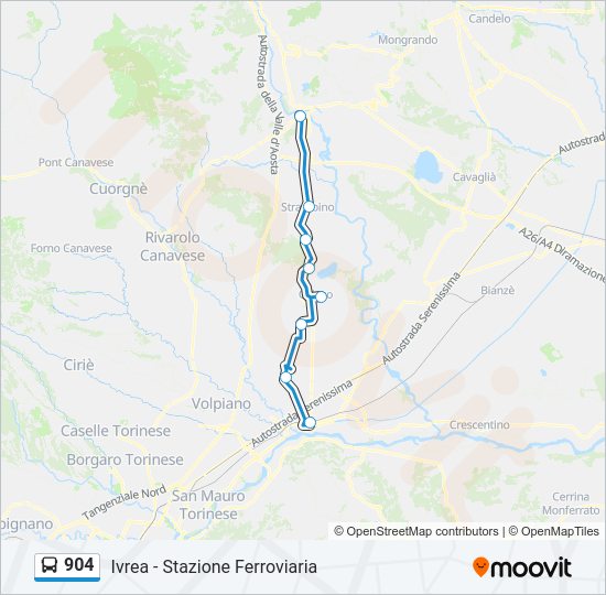 Percorso linea bus 904