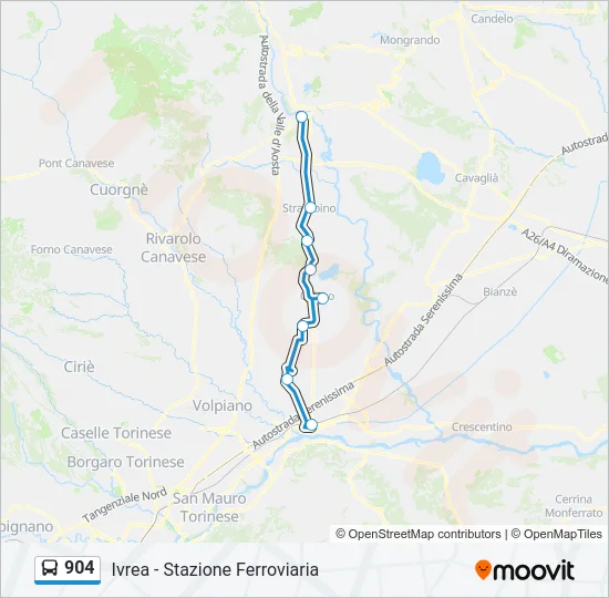 904 Bus Line Map
