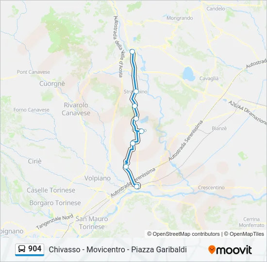 904 Bus Line Map