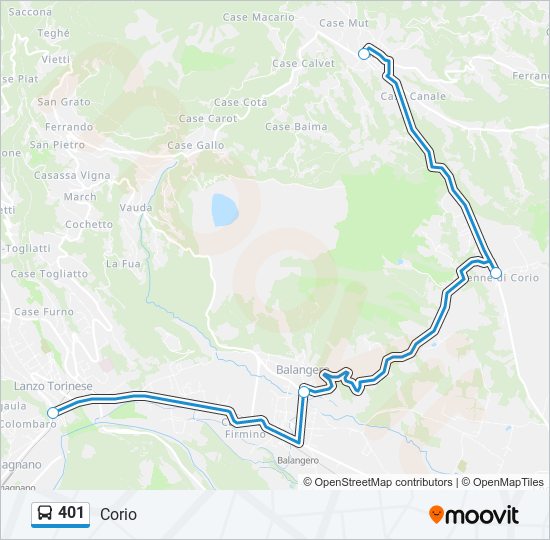 Percorso linea bus 401