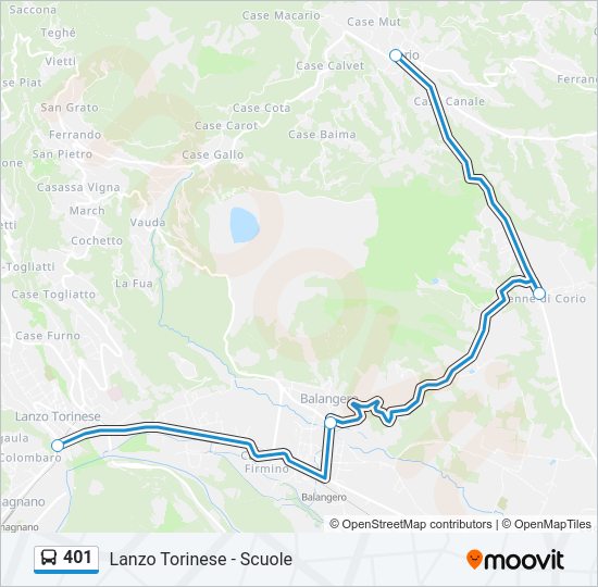 Percorso linea bus 401