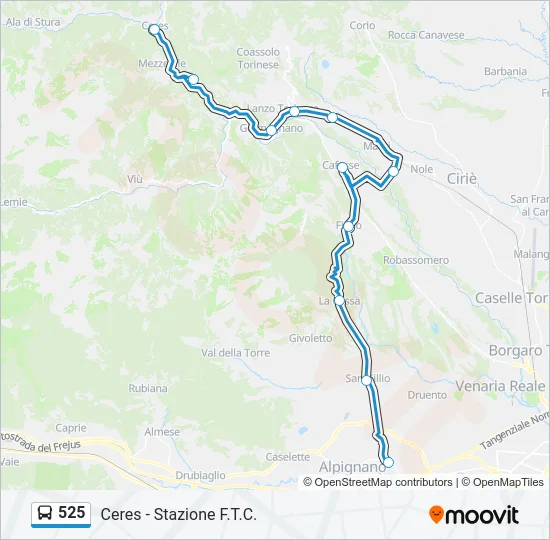 525 Bus Line Map