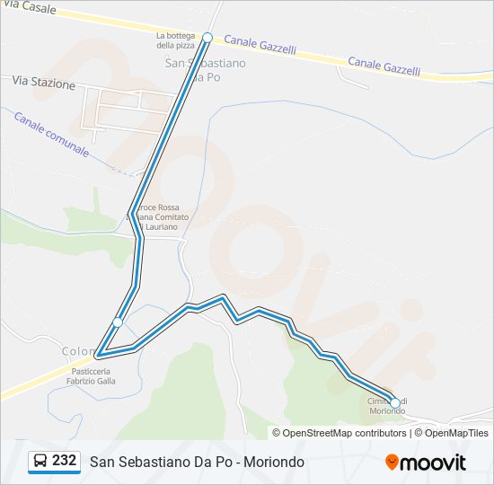 Percorso linea bus 232