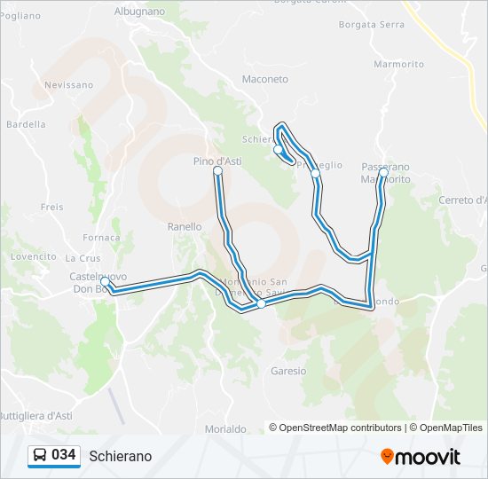 Percorso linea bus 034