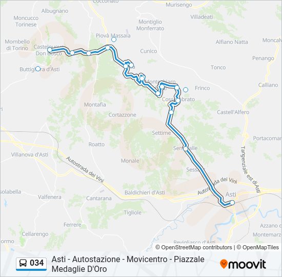 Percorso linea bus 034