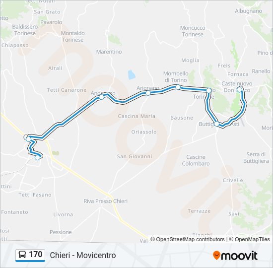 Percorso linea bus 170