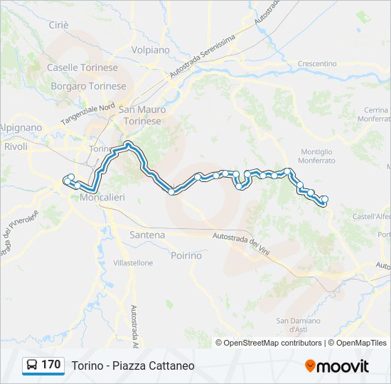 Percorso linea bus 170