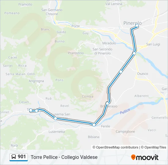 901 Bus Line Map