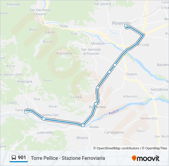 Percorso linea bus 901