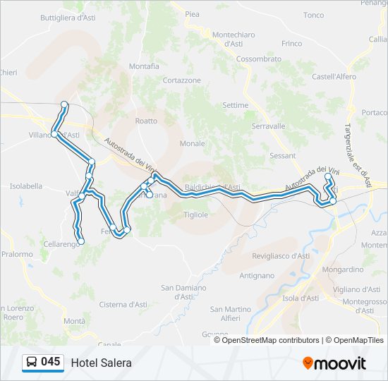 Percorso linea bus 045