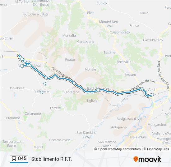 Percorso linea bus 045