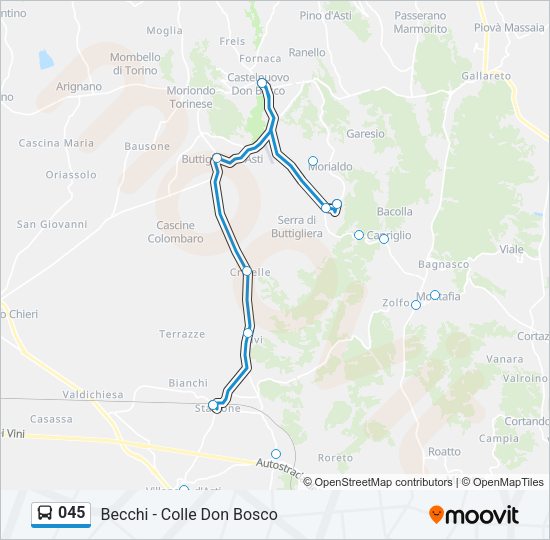 Percorso linea bus 045