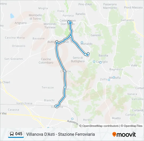 Percorso linea bus 045