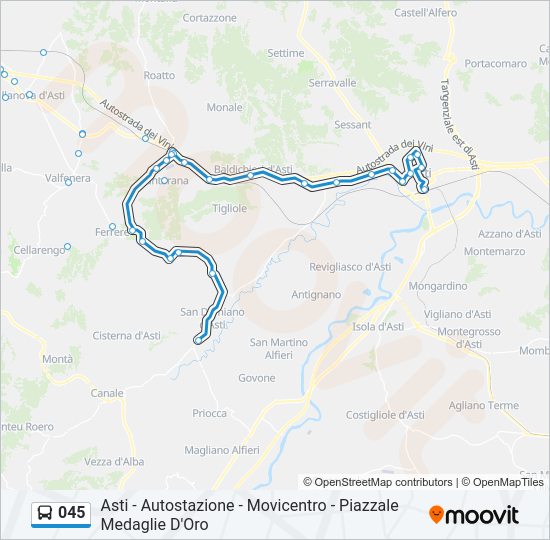 Percorso linea bus 045