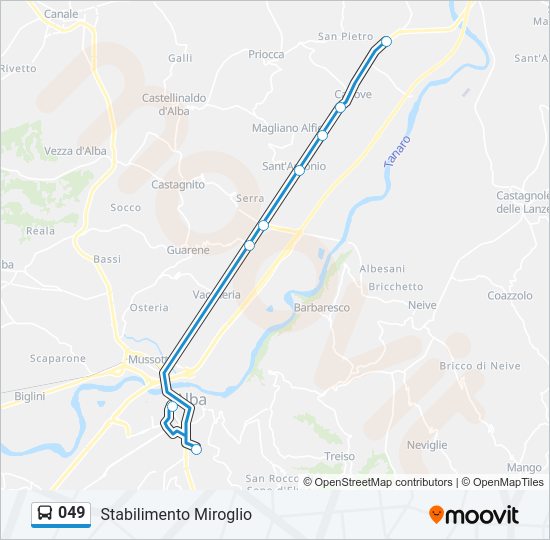 Percorso linea bus 049