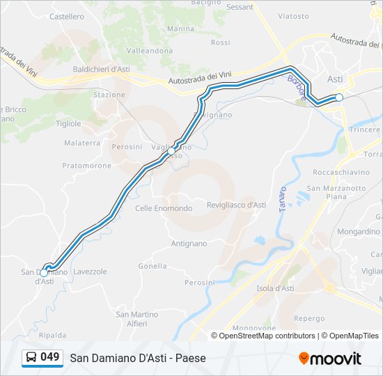 Percorso linea bus 049