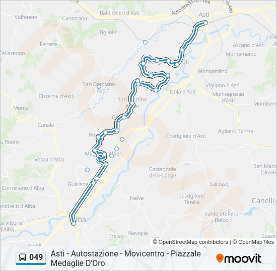 Percorso linea bus 049