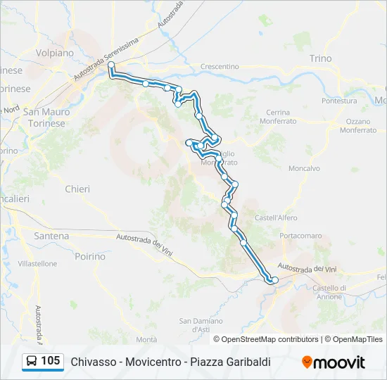 105 Bus Line Map