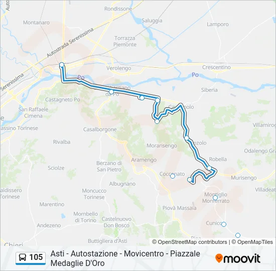 105 Bus Line Map