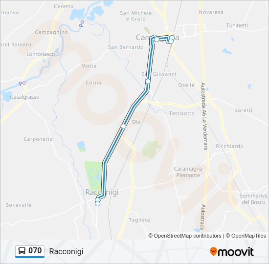 Percorso linea bus 070
