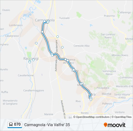Percorso linea bus 070