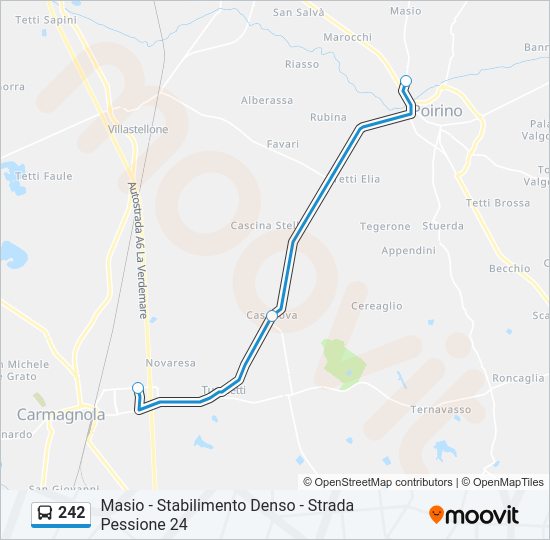 Percorso linea bus 242