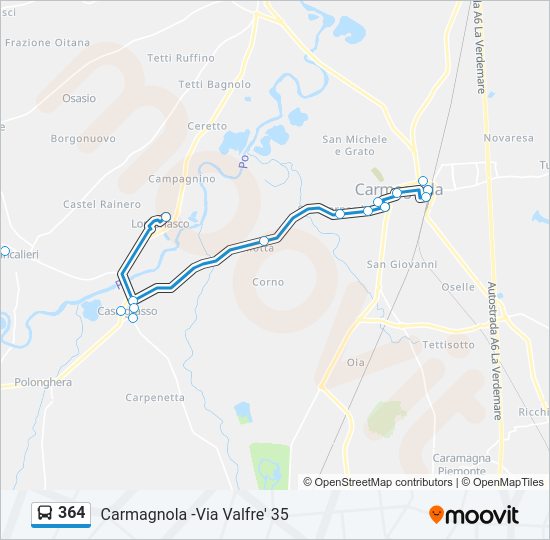 Percorso linea bus 364