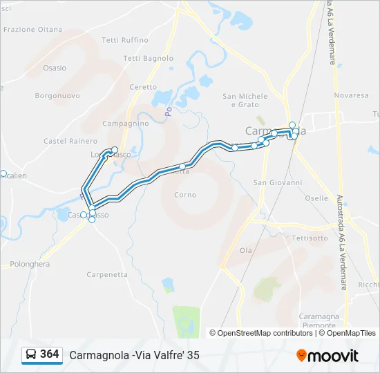 364 Bus Line Map