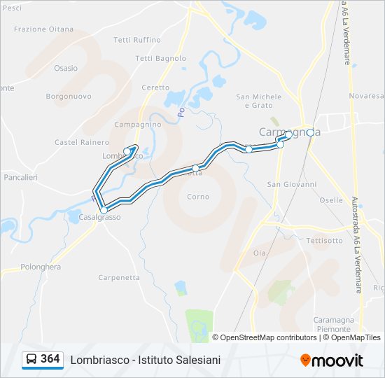 Percorso linea bus 364