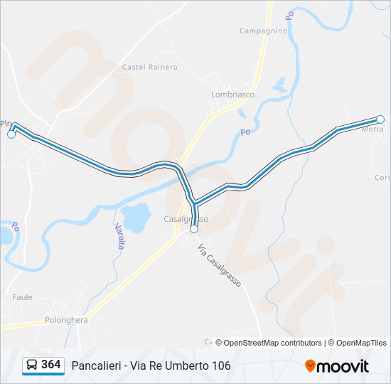 Percorso linea bus 364