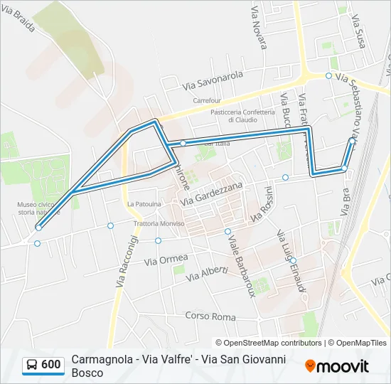 600 Bus Line Map