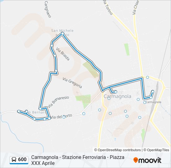 Percorso linea bus 600