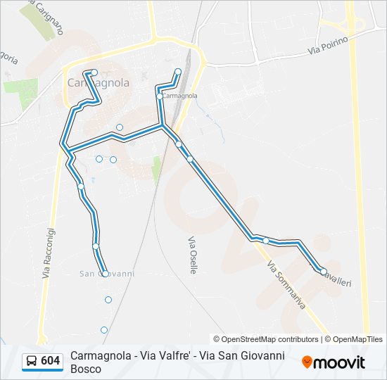 Percorso linea bus 604