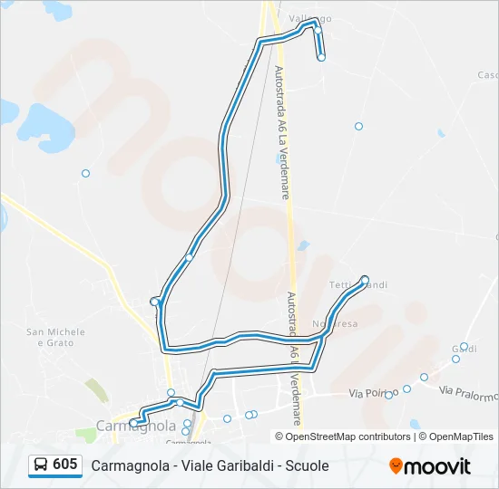 605 Bus Line Map