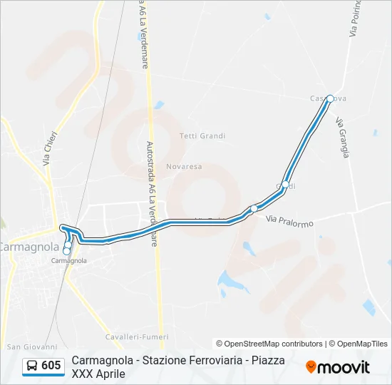 605 Bus Line Map