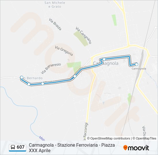 Percorso linea bus 607