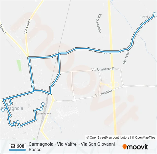 608 Bus Line Map