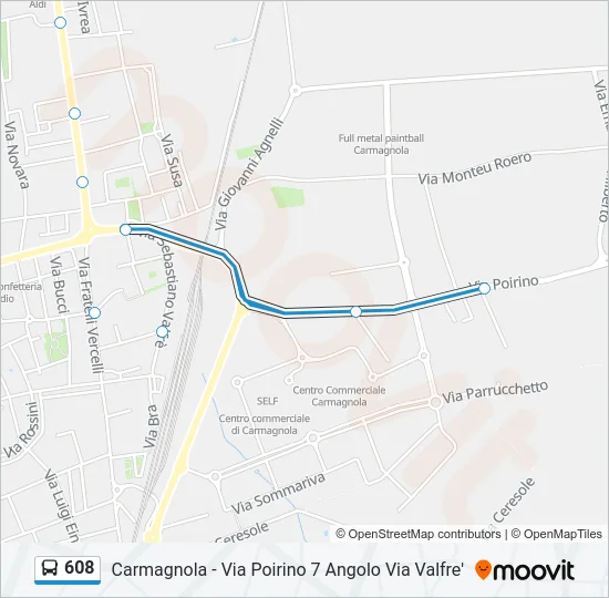 608 Bus Line Map