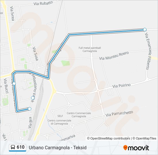 Percorso linea bus 610