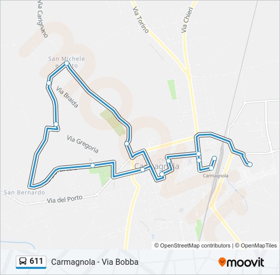 Percorso linea bus 611