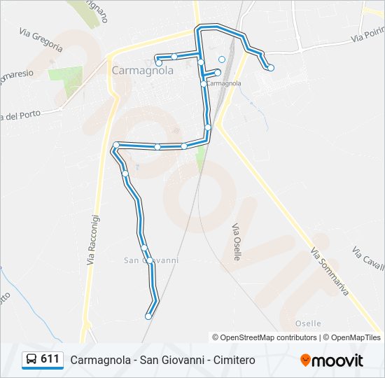 Percorso linea bus 611